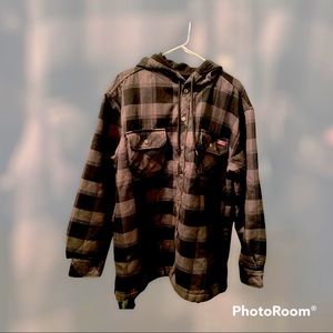 Mens Dickies Lined jacket with snap closure, hood and side pockets.